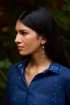 Medha_Blue Cotton Embroidery Collared And White Handcrafted Shirt _Online_at_Aza_Fashions