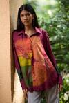 Buy_Medha_Red Silk Embroidery Collared Multi Color Pure Shirt _Online_at_Aza_Fashions