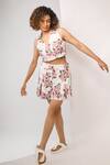 Buy_Rimi Nayak_Pink Polyester, Rayon Collared Hydrangea Printed Crop Top _at_Aza_Fashions