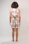 Shop_Rimi Nayak_Pink Polyester, Rayon Collared Hydrangea Printed Crop Top _at_Aza_Fashions
