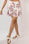 Shop_Rimi Nayak_Pink Polyester, Rayon Floral Printed Pleated Shorts _Online_at_Aza_Fashions