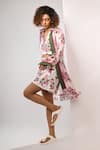 Rimi Nayak_Pink Viscose, Georgette Collared Hydrangea Printed Overlay Shirt _Online_at_Aza_Fashions