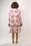 Shop_Rimi Nayak_Pink Viscose, Georgette Collared Hydrangea Printed Overlay Shirt _at_Aza_Fashions