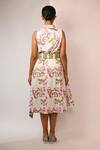 Shop_Rimi Nayak_Pink Polyester, Rayon Pearls Collared Bougainvillea Printed Summer Dress _at_Aza_Fashions