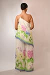 Shop_Rimi Nayak_White Viscose, Crepe Embroidery Hydrangea Printed Trousers _at_Aza_Fashions