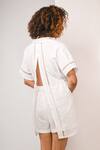 Shop_Rimi Nayak_White Cotton, Linen Box Pleat Shorts _at_Aza_Fashions