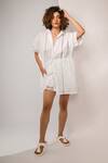 Buy_Rimi Nayak_White Cotton, Linen Box Pleat Shorts _at_Aza_Fashions