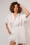 Buy_Rimi Nayak_White Cotton, Linen Box Pleat Shorts _Online_at_Aza_Fashions