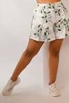 Buy_Rimi Nayak_Blue Polyester, Rayon Hydrangea Printed Shorts _Online_at_Aza_Fashions