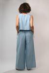 Shop_Rimi Nayak_Blue Cotton, Linen Trousers _at_Aza_Fashions
