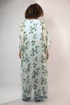 Shop_Rimi Nayak_Blue Viscose, Georgette Open Neck Hydrangea Printed Overlay _at_Aza_Fashions
