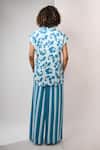 Shop_Rimi Nayak_Blue Viscose, Crepe Bougainvillea Printed Blazer Trouser Set _at_Aza_Fashions