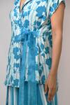 Shop_Rimi Nayak_Blue Viscose, Crepe Bougainvillea Printed Blazer Trouser Set _Online_at_Aza_Fashions