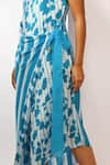 Rimi Nayak_Blue Viscose, Crepe Pearls One Shoulder Bougainvillea Dress _at_Aza_Fashions