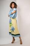 Buy_Rimi Nayak_Yellow Bemberg, Satin Embroidery Hydrangea Print A-line Skirt _Online_at_Aza_Fashions