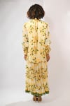 Shop_Rimi Nayak_Yellow Viscose, Georgette High Neck Hygrangea Printed Tier Dress _at_Aza_Fashions
