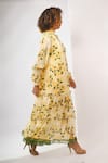 Buy_Rimi Nayak_Yellow Viscose, Georgette High Neck Hygrangea Printed Tier Dress _Online_at_Aza_Fashions
