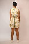 Shop_Rimi Nayak_Yellow Polyester, Rayon Hydrangea Printed Shorts _at_Aza_Fashions