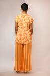 Shop_Rimi Nayak_Orange Viscose, Crepe Bougainvillea Printed Trouser _at_Aza_Fashions
