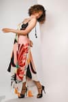 Rimi Nayak_Multi Color Bemberg, Satin Sequins Halter Abstract Floral Printed Maxi Dress _Online_at_Aza_Fashions