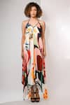 Buy_Rimi Nayak_Multi Color Bemberg, Satin Sequins Halter Abstract Floral Printed Maxi Dress _at_Aza_Fashions