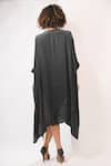 Shop_Rimi Nayak_White Bemberg, Satin Sequins Round Neck Abstract Floral Printed Maxi Kaftan _at_Aza_Fashions