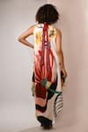 Shop_Rimi Nayak_Multi Color Bemberg, Satin Sequins Abstract Floral Printed Hankerchief Dress _at_Aza_Fashions