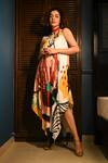 Buy_Rimi Nayak_Multi Color Bemberg, Satin Sequins Abstract Floral Printed Hankerchief Dress _Online_at_Aza_Fashions