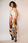 Shop_Rimi Nayak_Multi Color Bemberg, Satin Sequins Abstract Floral Printed Hankerchief Dress _Online_at_Aza_Fashions
