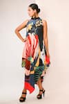 Buy_Rimi Nayak_Multi Color Bemberg, Satin High Neck Abstract Floral Printed Hanky Dress _at_Aza_Fashions
