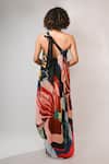 Shop_Rimi Nayak_Multi Color Bemberg, Satin Sequins Abstract Floral Printed Hankerchief Dress _at_Aza_Fashions