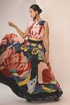 Buy_Rimi Nayak_Multi Color Bemberg, Satin Sequins Multicolour Abstract Floral Skirt _at_Aza_Fashions