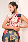 Buy_Rimi Nayak_Multi Color Bemberg, Satin Sequins Round Floral Printed Skirt And Crop Top Set _Online_at_Aza_Fashions