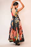 Shop_Rimi Nayak_Multi Color Bemberg, Satin Sequins Round Floral Printed Skirt And Crop Top Set _Online_at_Aza_Fashions