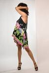Buy_Rimi Nayak_Black Viscose, Crepe Halter Neck Hydrangea Printed Top And Shorts _Online_at_Aza_Fashions