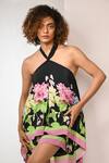 Buy_Rimi Nayak_Black Viscose, Crepe Halter Neck Hydrangea Printed Top And Shorts 