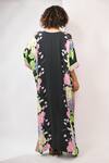 Shop_Rimi Nayak_Black Viscose, Crepe Beads V-neck Floral Printed Kaftan With _at_Aza_Fashions