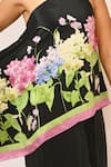 Shop_Rimi Nayak_Black Viscose, Crepe Beads Asymmetric Hydrangea Printed One Shoulder Top _Online_at_Aza_Fashions