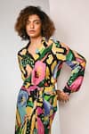 Shop_Rimi Nayak_Black Viscose, Crepe Collared Multicolour Floral Printed Shirt _Online_at_Aza_Fashions