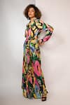 Buy_Rimi Nayak_Black Viscose, Crepe Floral Print Maxi Skirt _at_Aza_Fashions