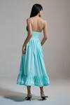 Shop_THE IASO_Aqua Cotton Satin V-neck V Whisper Midi Dress _at_Aza_Fashions