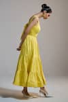 Buy_THE IASO_Yellow Sweetheart Neck Sunbeam Tiered Midi Dress _Online_at_Aza_Fashions
