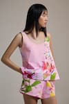 Buy_THE IASO_Pink Botanic Breeze Shorts _at_Aza_Fashions