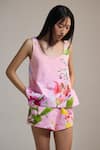 Shop_THE IASO_Pink Botanic Breeze Shorts _Online_at_Aza_Fashions