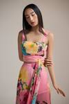 Buy_THE IASO_Pink Square Neck Tropical Bloom Bustier _Online_at_Aza_Fashions