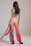 Shop_THE IASO_Pink Chiffon Floral Print Crinkle Pants _at_Aza_Fashions