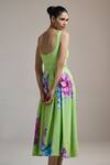 Shop_THE IASO_Green Linen Scoop Neck Orchid Meadow Dress _at_Aza_Fashions