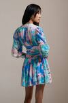 Shop_THE IASO_Blue V-neck Azure Bloom Mini Dress _at_Aza_Fashions