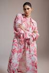 Shop_THE IASO_ Floral Print Blush Canopy Coat _Online_at_Aza_Fashions