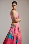 THE IASO_Pink Silk, Chanderi Square Neck Petal Radiance Crop Top _Online_at_Aza_Fashions